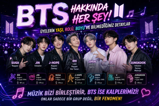 BTS Hakkında Her Şey! Üyelerin Yaşı, Rolü, Boyu ve Bilmediğiniz Detaylar